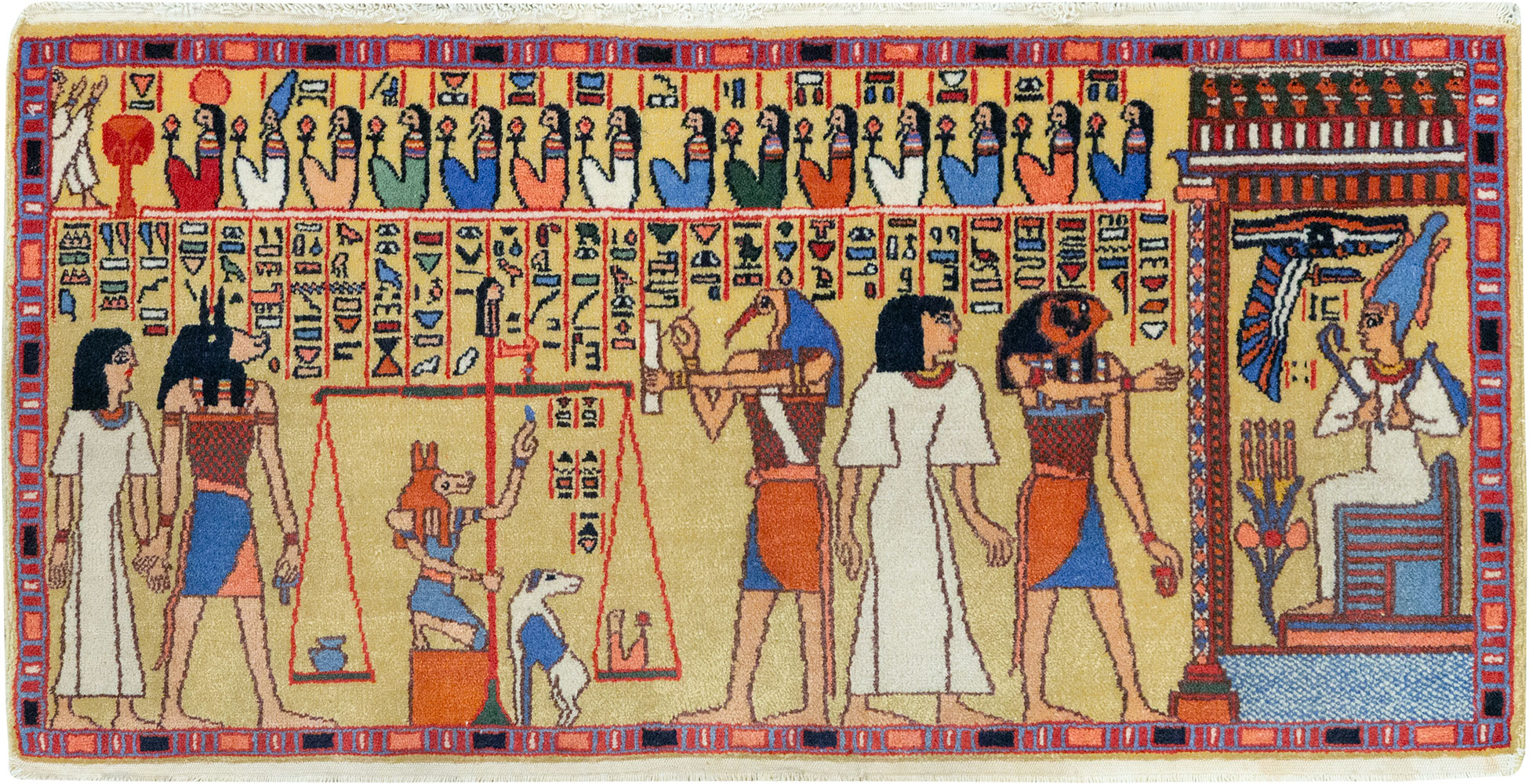 Vintage Egyptian Pictorial Throw Rug, No.33175 - Gss