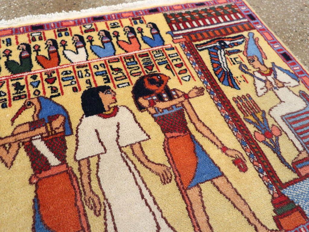 Vintage Egyptian Pictorial Throw Rug, No.33175 - Gss