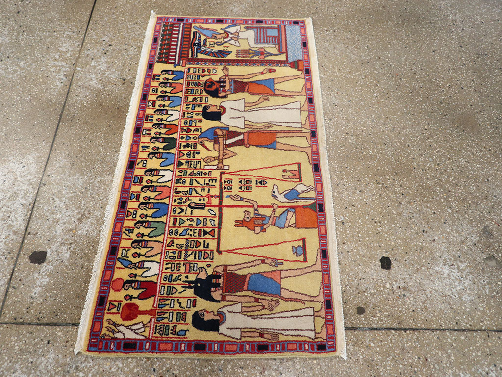 Vintage Egyptian Pictorial Throw Rug, No.33175 - Gss