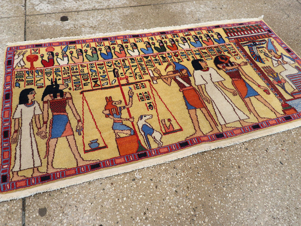 Vintage Egyptian Pictorial Throw Rug, No.33175 - Gss