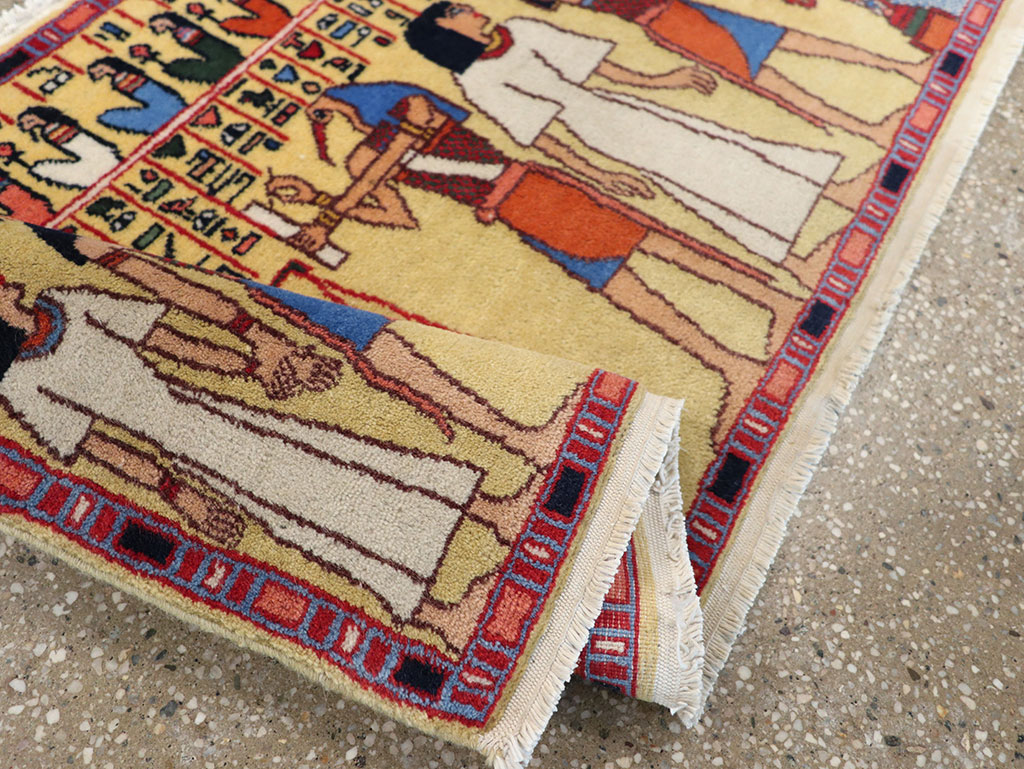 Vintage Egyptian Pictorial Throw Rug, No.33175 - Gss