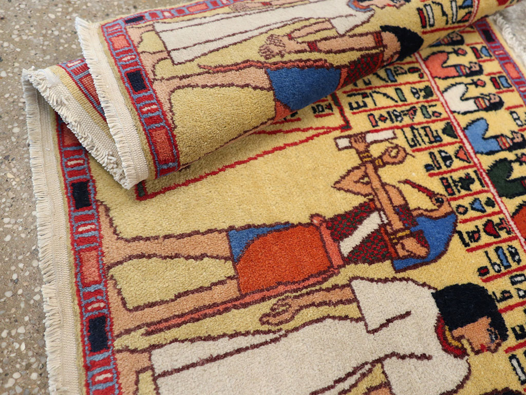 Vintage Egyptian Pictorial Throw Rug, No.33175 - Gss