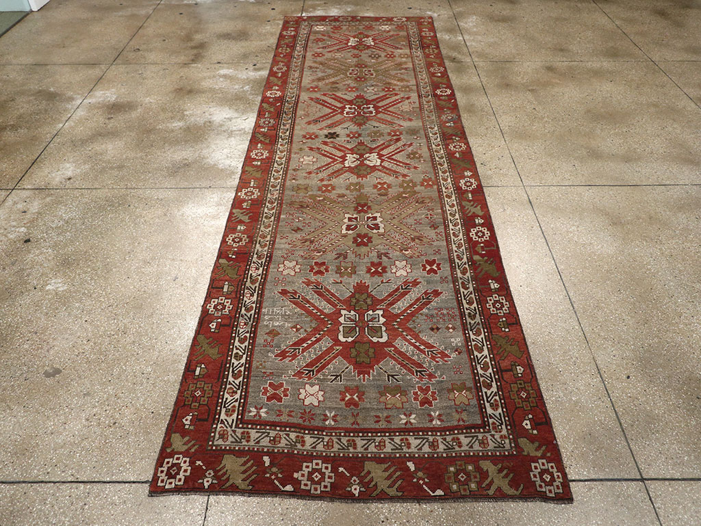 Antique Caucasian Kazak Runner, No.33183 - Gss