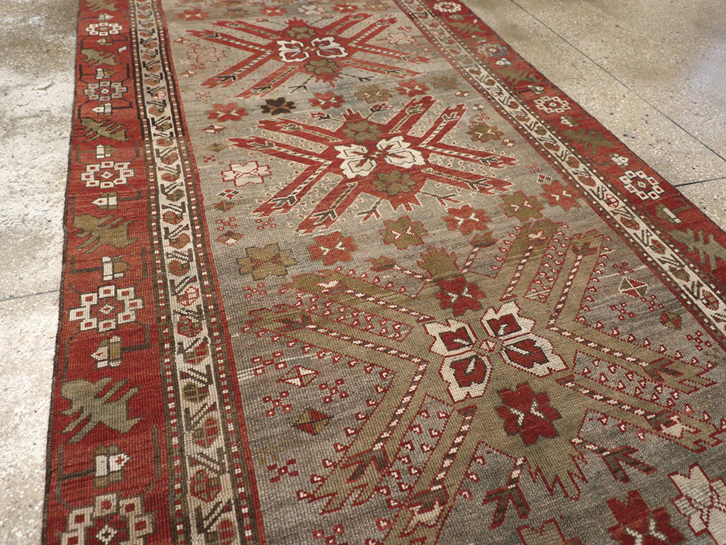 Antique Caucasian Kazak Runner, No.33183 - Gss