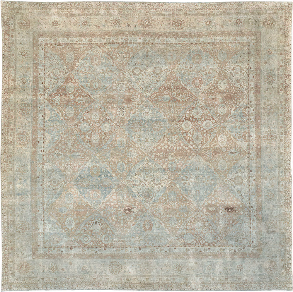 Antique Persian Lavar Kerman Large Square Room Size Carpet, No.33185 - Gss