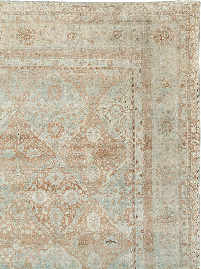 Antique Persian Lavar Kerman Large Square Room Size Carpet, No.33185 - Gss
