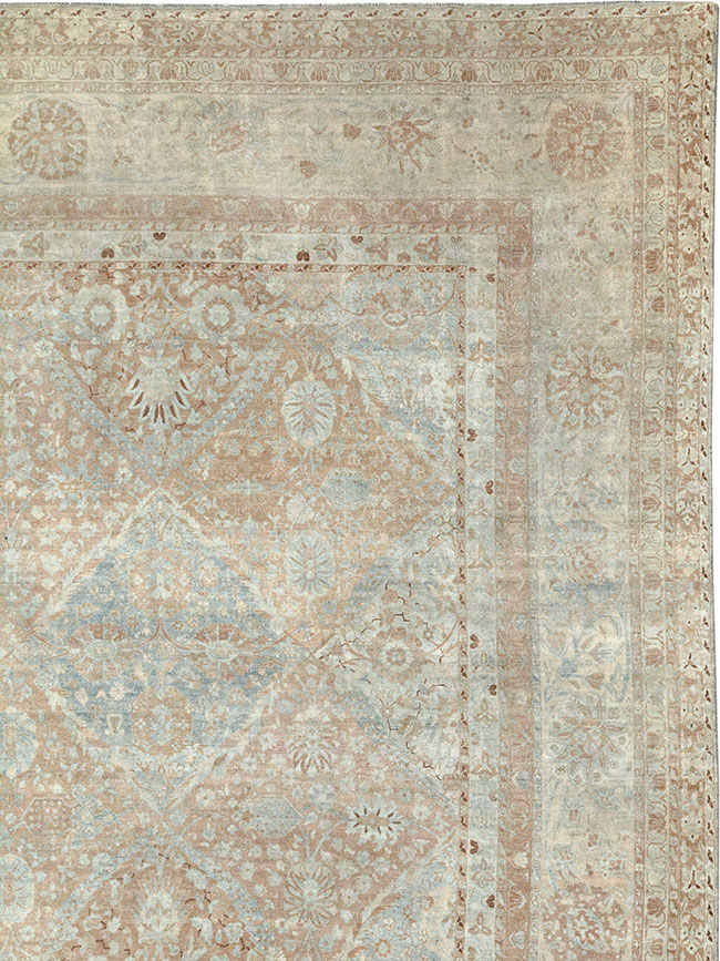 Antique Persian Lavar Kerman Large Square Room Size Carpet, No.33185 - Gss