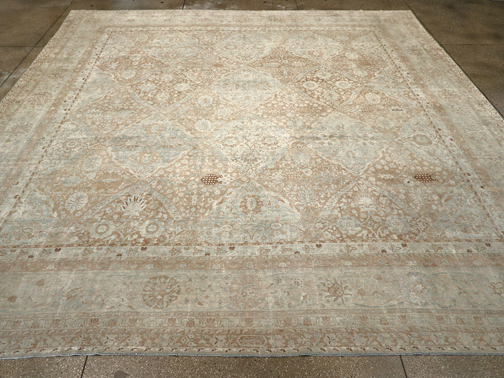 Antique Persian Lavar Kerman Square Large Room Size Carpet, No.33185 - Gss