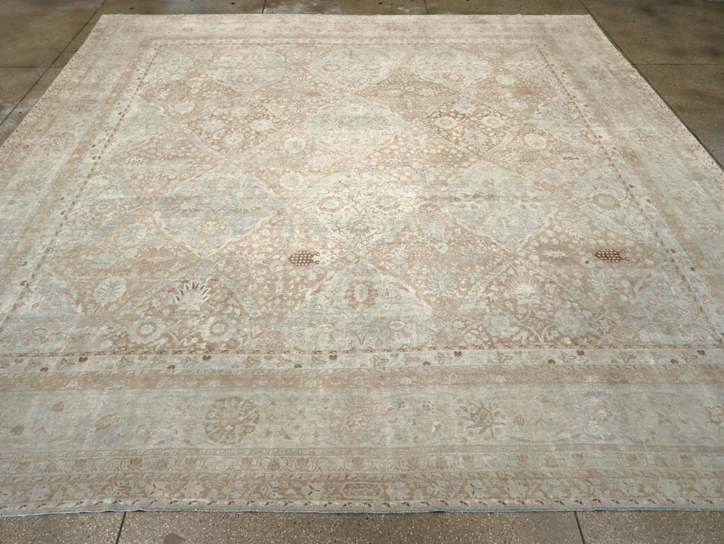 Antique Persian Lavar Kerman Large Square Room Size Carpet, No.33185 - Gss