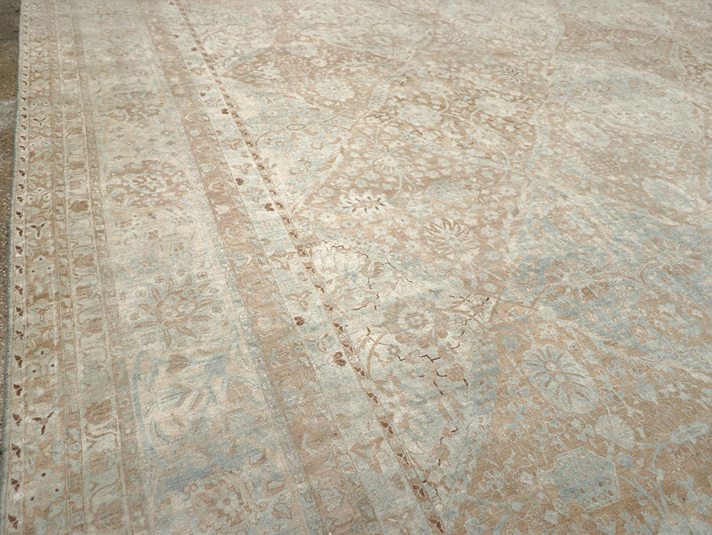 Antique Persian Lavar Kerman Large Square Room Size Carpet, No.33185 - Gss