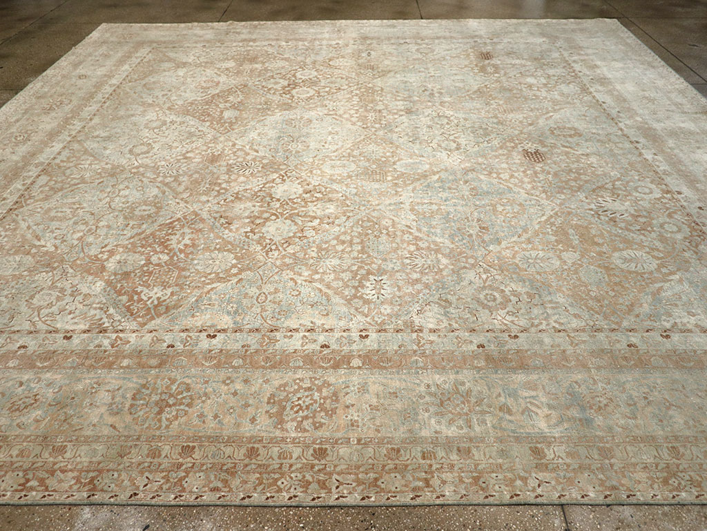Antique Persian Lavar Kerman Square Large Room Size Carpet, No.33185 - Gss