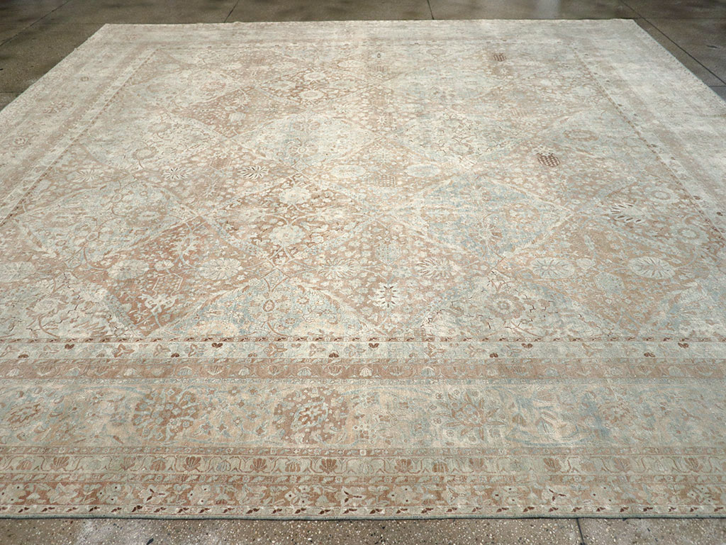 Antique Persian Lavar Kerman Large Square Room Size Carpet, No.33185 - Gss