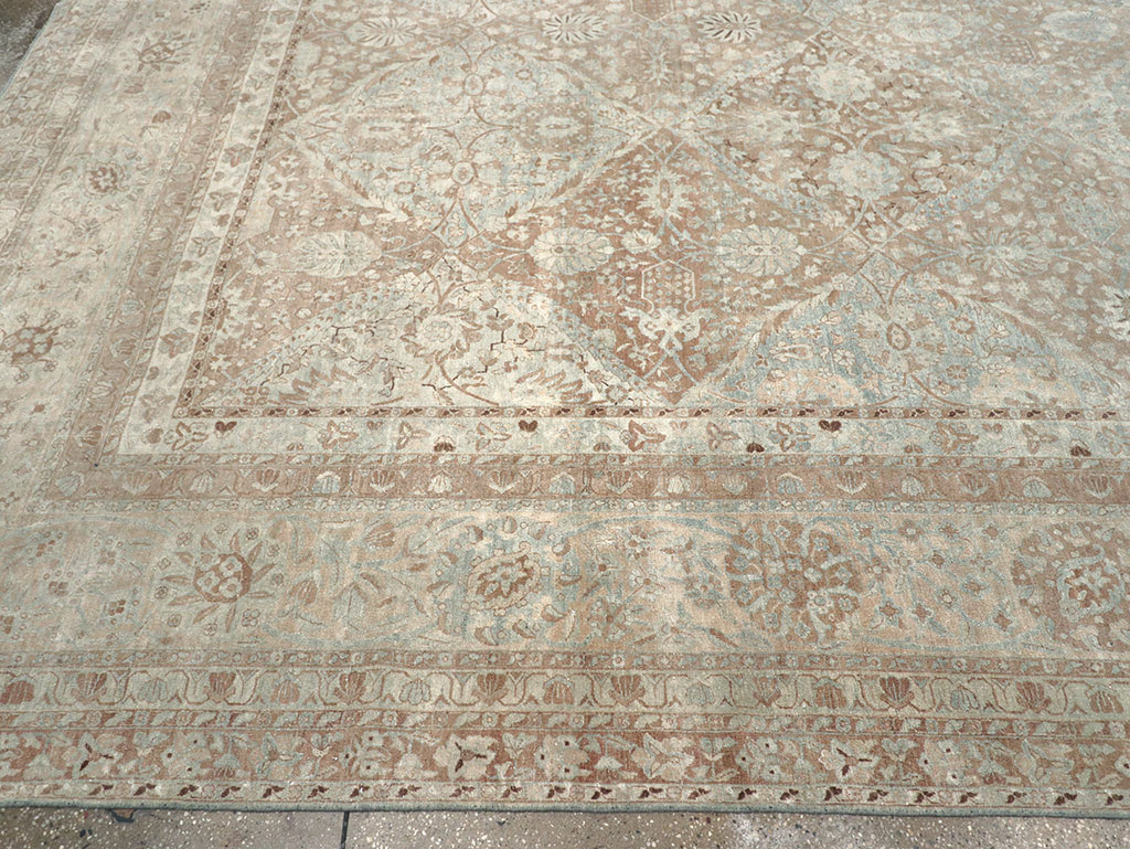 Antique Persian Lavar Kerman Large Square Room Size Carpet, No.33185 - Gss