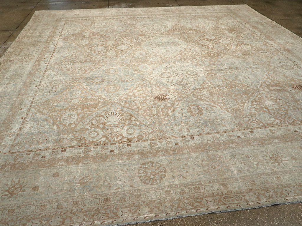 Antique Persian Lavar Kerman Square Large Room Size Carpet, No.33185 - Gss