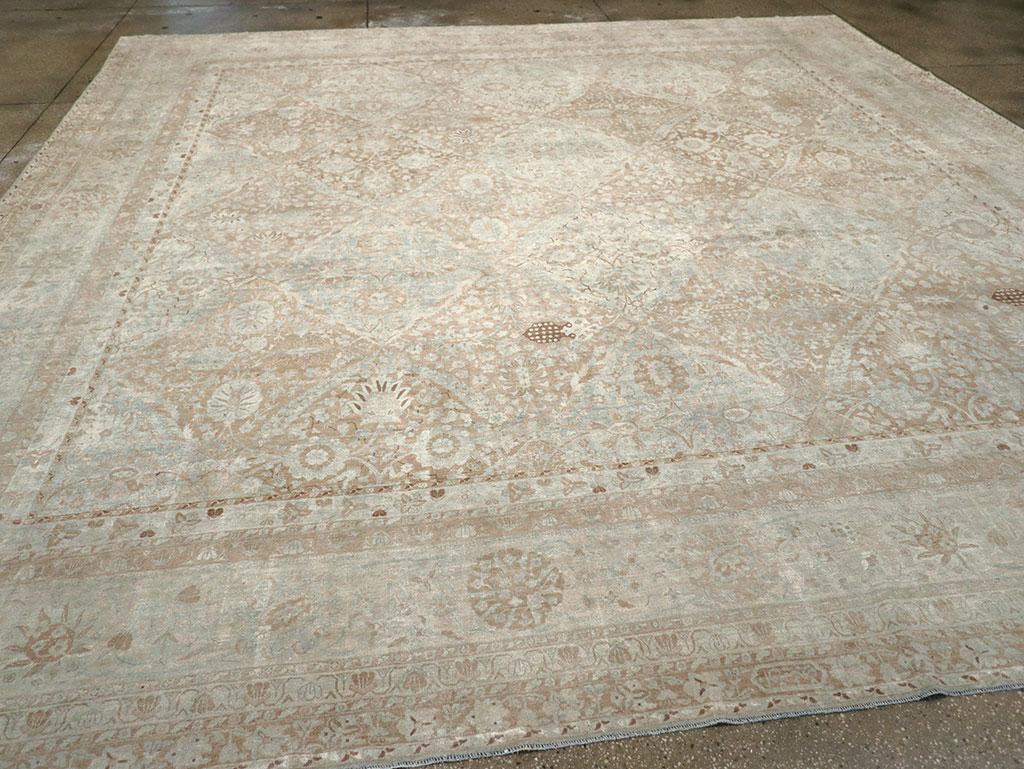 Antique Persian Lavar Kerman Large Square Room Size Carpet, No.33185 - Gss