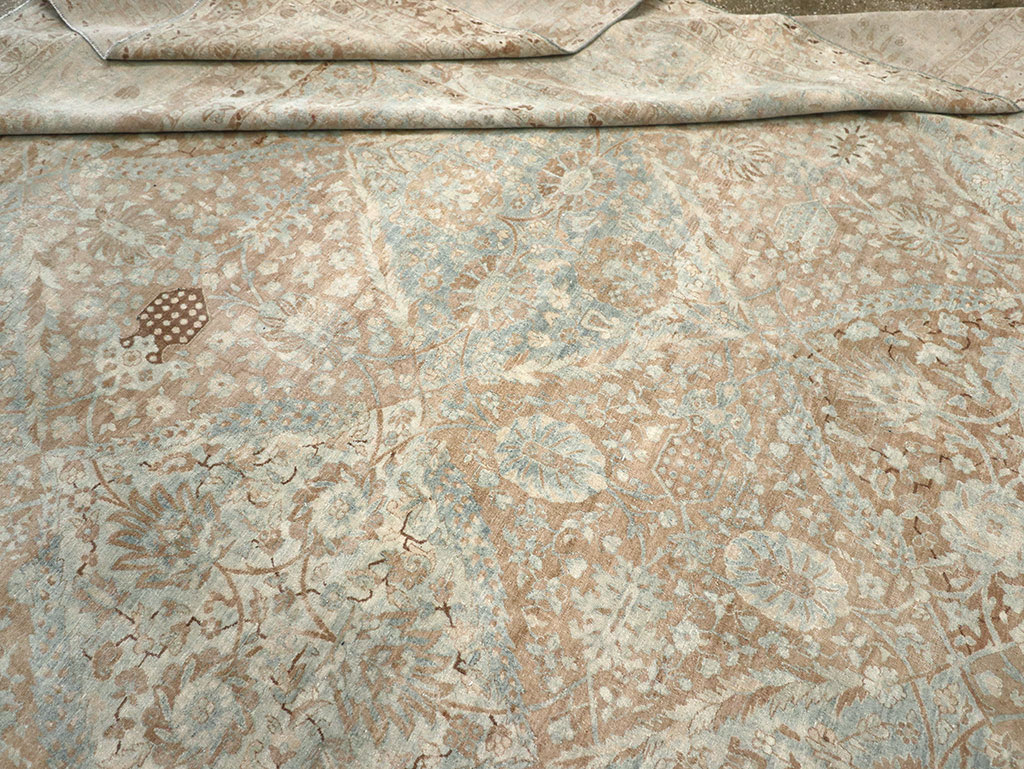 Antique Persian Lavar Kerman Large Square Room Size Carpet, No.33185 - Gss