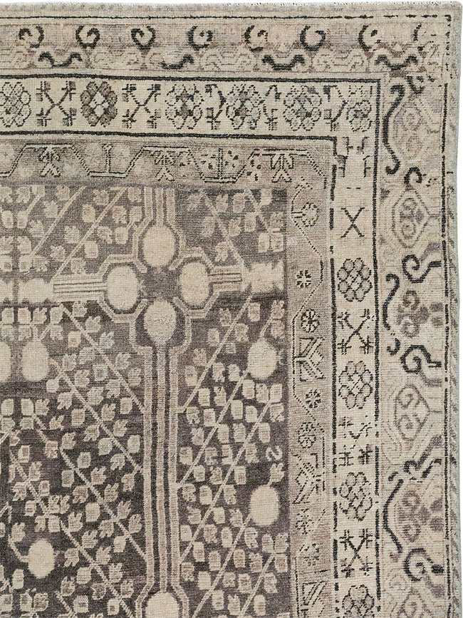 Antique East Turkestan Khotan Accent Rug, No.33189 - Gss