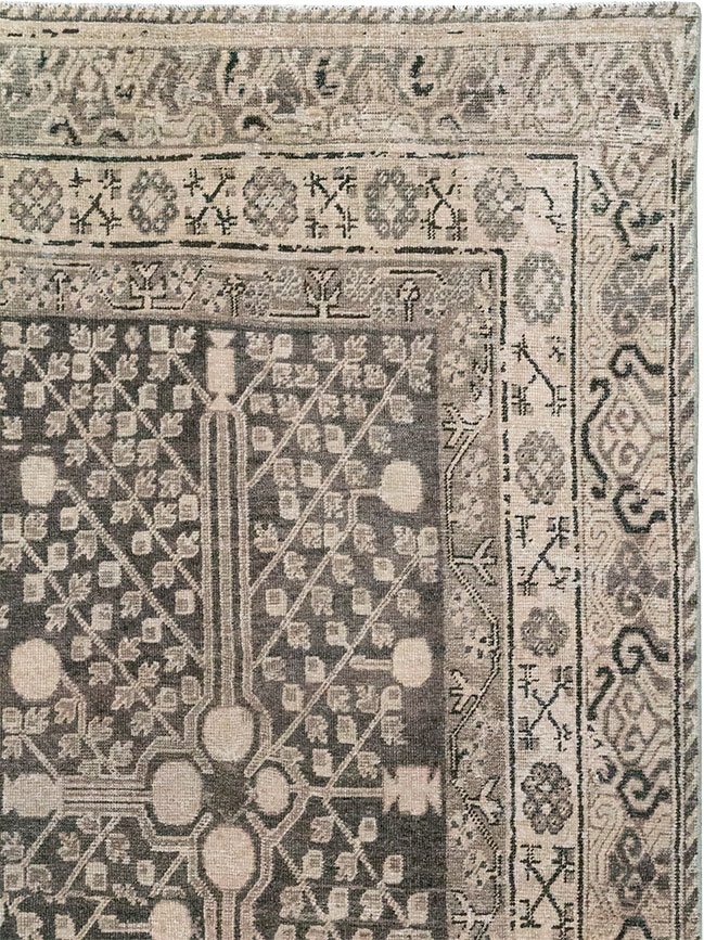 Antique East Turkestan Khotan Accent Rug, No.33189 - Gss