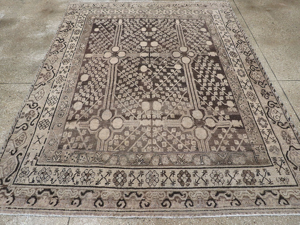 Antique East Turkestan Khotan Accent Rug, No.33189 - Gss