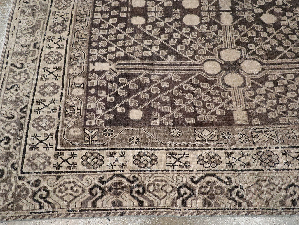 Antique East Turkestan Khotan Accent Rug, No.33189 - Gss