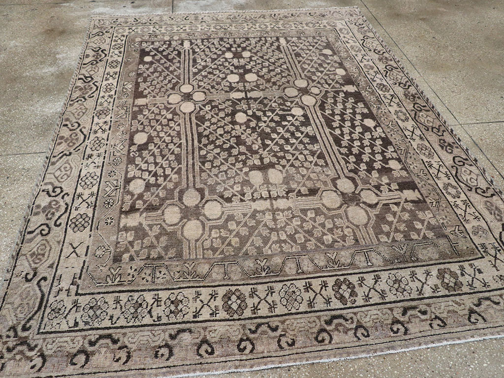 Antique East Turkestan Khotan Accent Rug, No.33189 - Gss