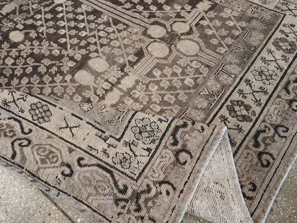 Antique East Turkestan Khotan Accent Rug, No.33189 - Gss