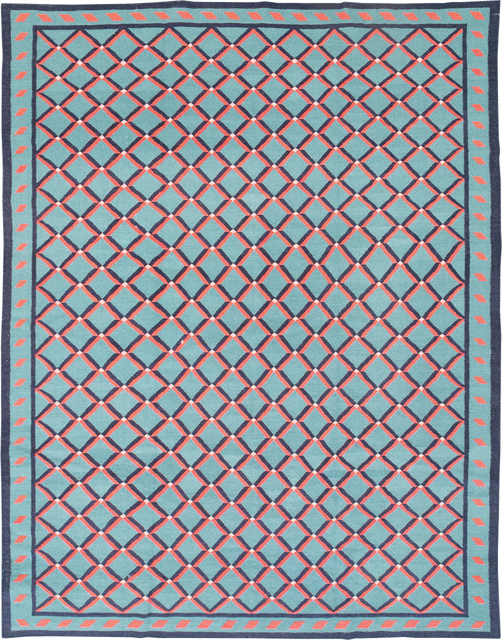 Modern Indian Flatweave Dhurrie Room Size Carpet, No.33202 - Gss