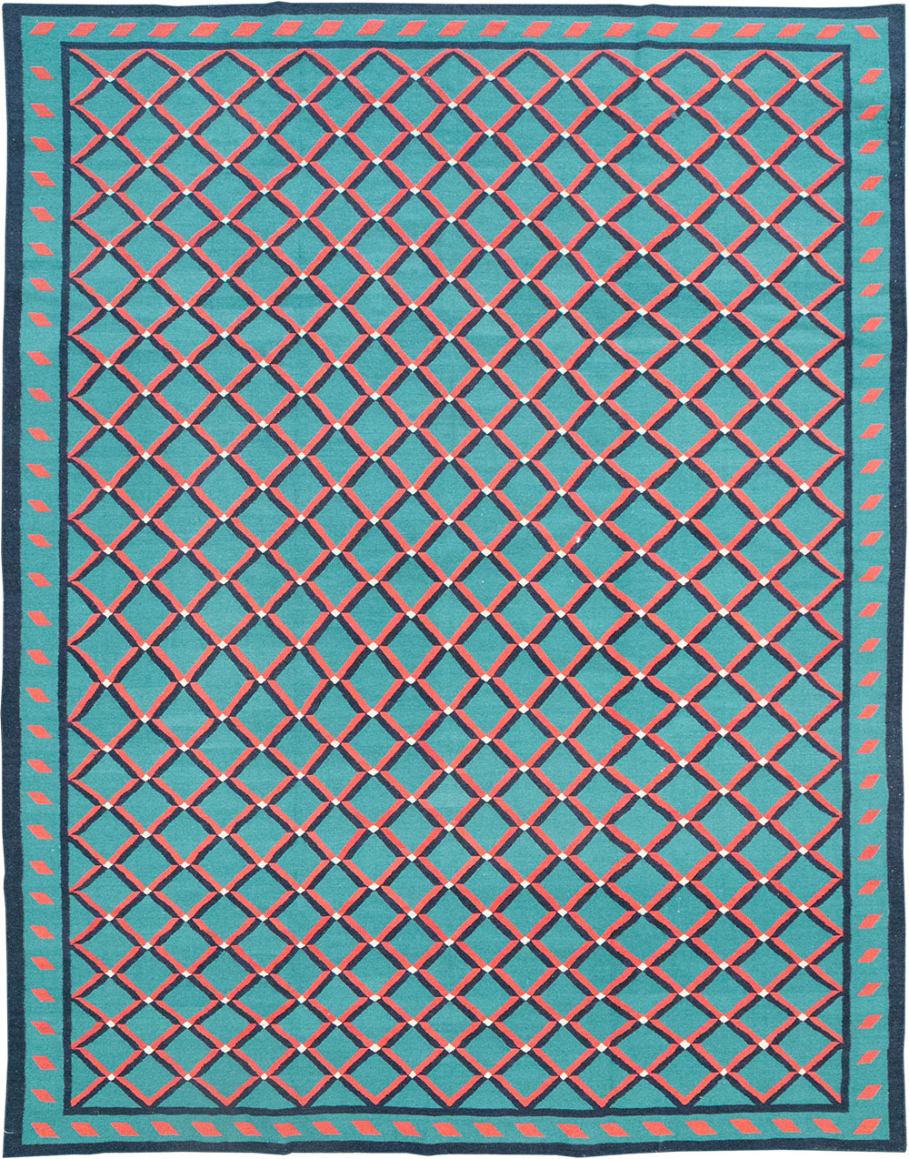 Modern Indian Flatweave Dhurrie Room Size Carpet, No.33202 - Gss