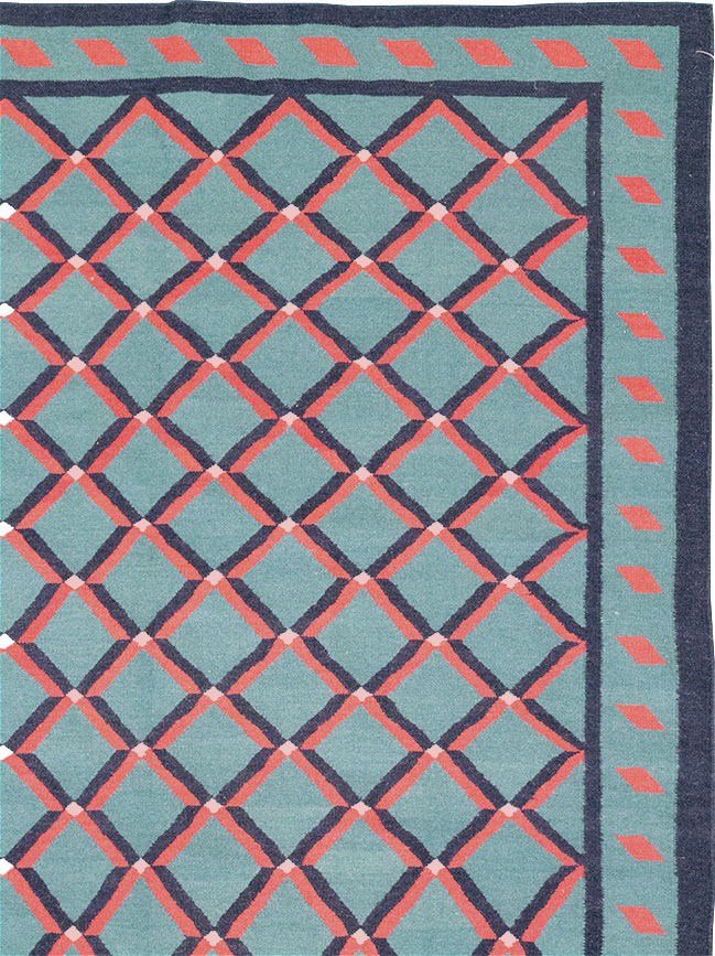 Modern Indian Flatweave Dhurrie Room Size Carpet, No.33202 - Gss