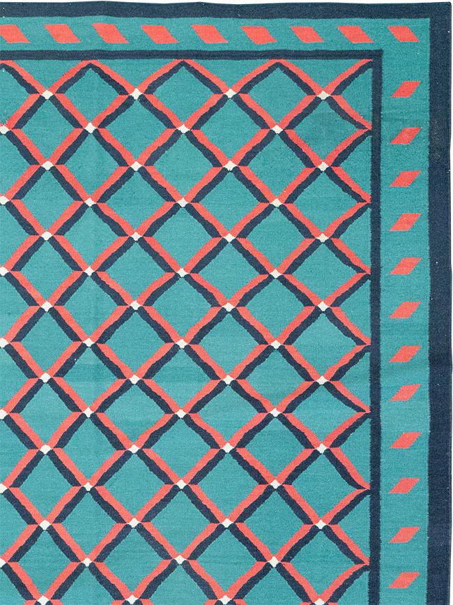 Modern Indian Flatweave Dhurrie Room Size Carpet, No.33202 - Gss