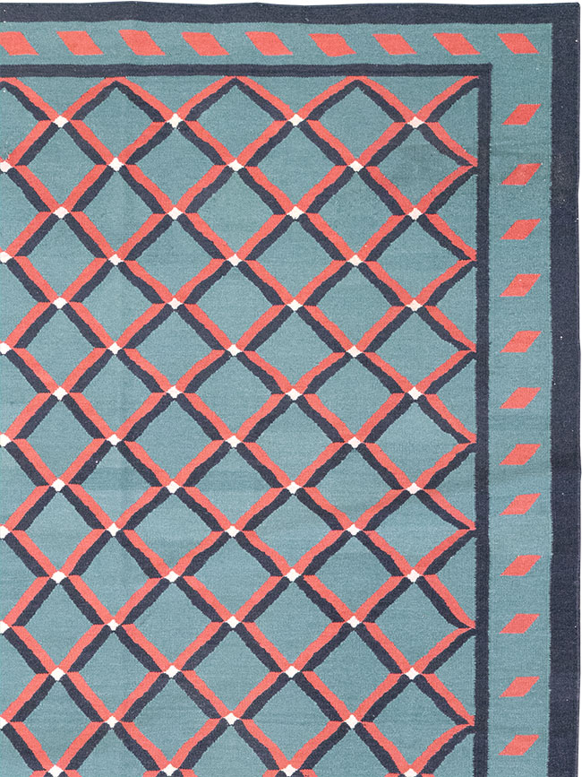 Modern Indian Flatweave Dhurrie Room Size Carpet, No.33202 - Gss