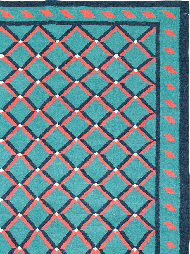 Modern Indian Flatweave Dhurrie Room Size Carpet, No.33202 - Gss