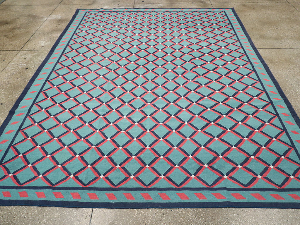 Modern Indian Flatweave Dhurrie Room Size Carpet, No.33202 - Gss