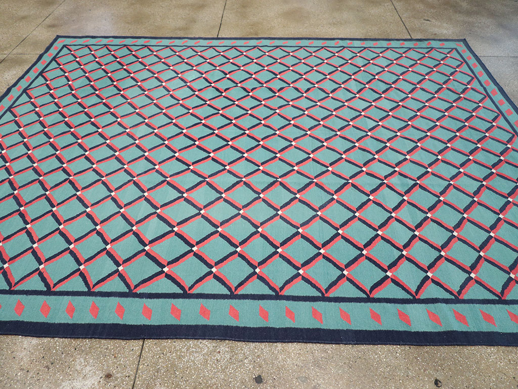 Modern Indian Flatweave Dhurrie Room Size Carpet, No.33202 - Gss