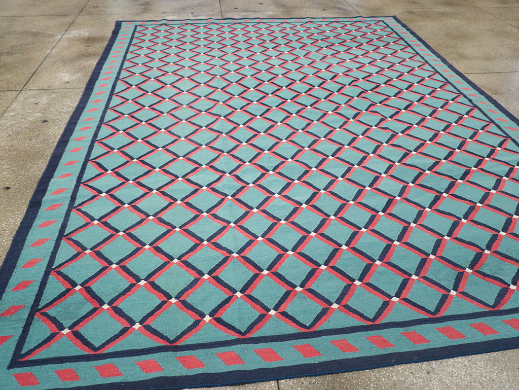 Modern Indian Flatweave Dhurrie Room Size Carpet, No.33202 - Gss