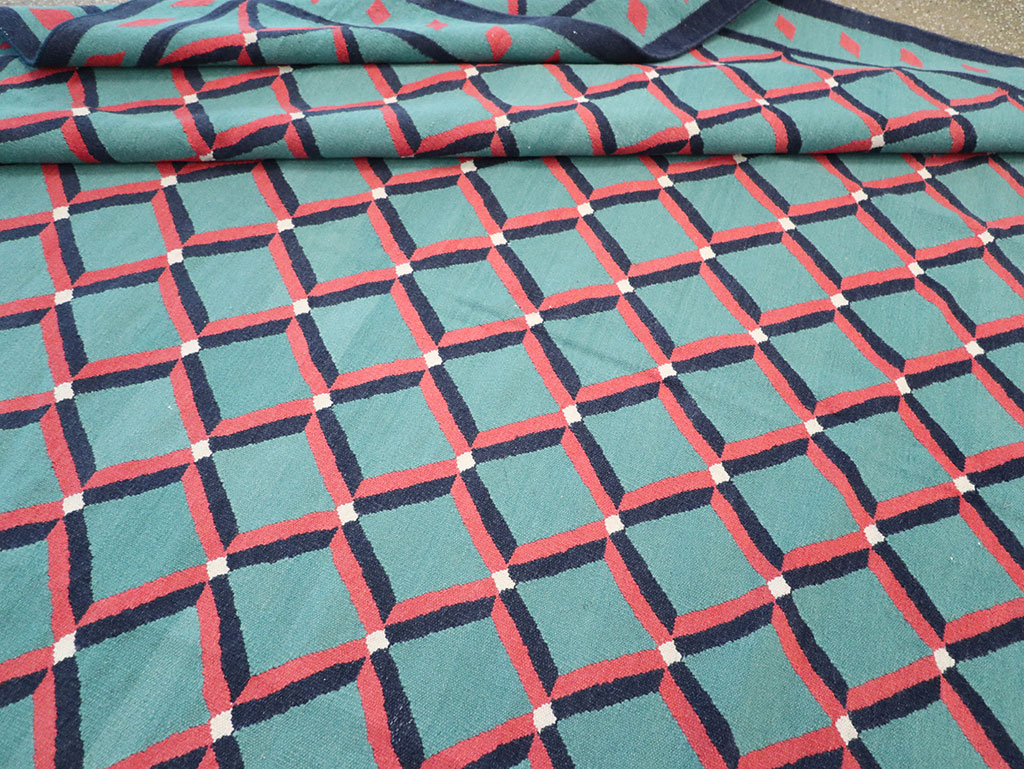 Modern Indian Flatweave Dhurrie Room Size Carpet, No.33202 - Gss