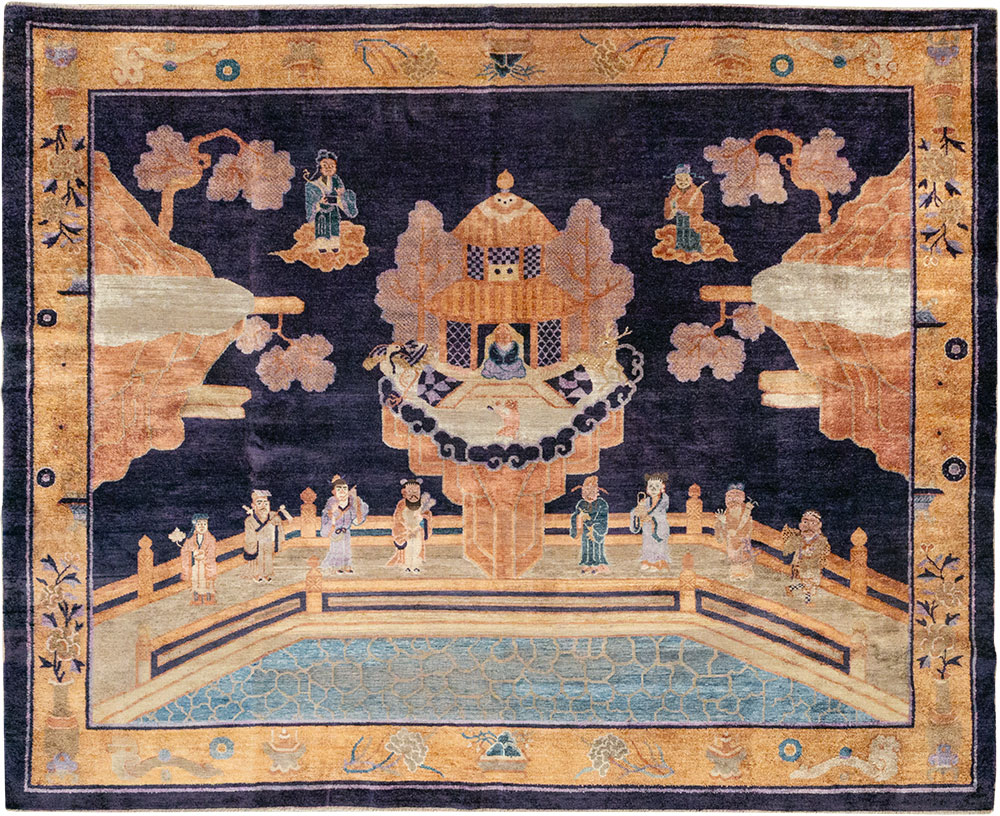 Antique Chinese Silk Pictorial Rug, No.33205 - Gss