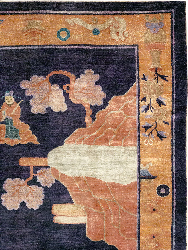 Antique Chinese Silk Pictorial Rug, No.33205 - Gss