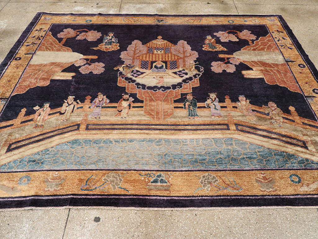 Antique Chinese Silk Pictorial Rug, No.33205 - Gss
