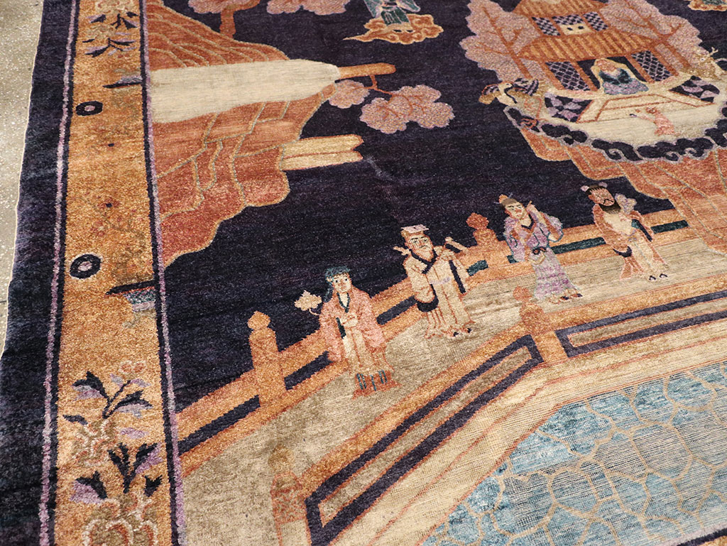 Antique Chinese Silk Pictorial Rug, No.33205 - Gss