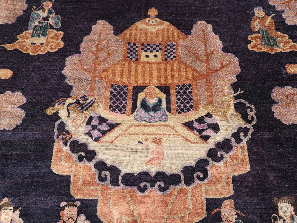 Antique Chinese Silk Pictorial Rug, No.33205 - Gss