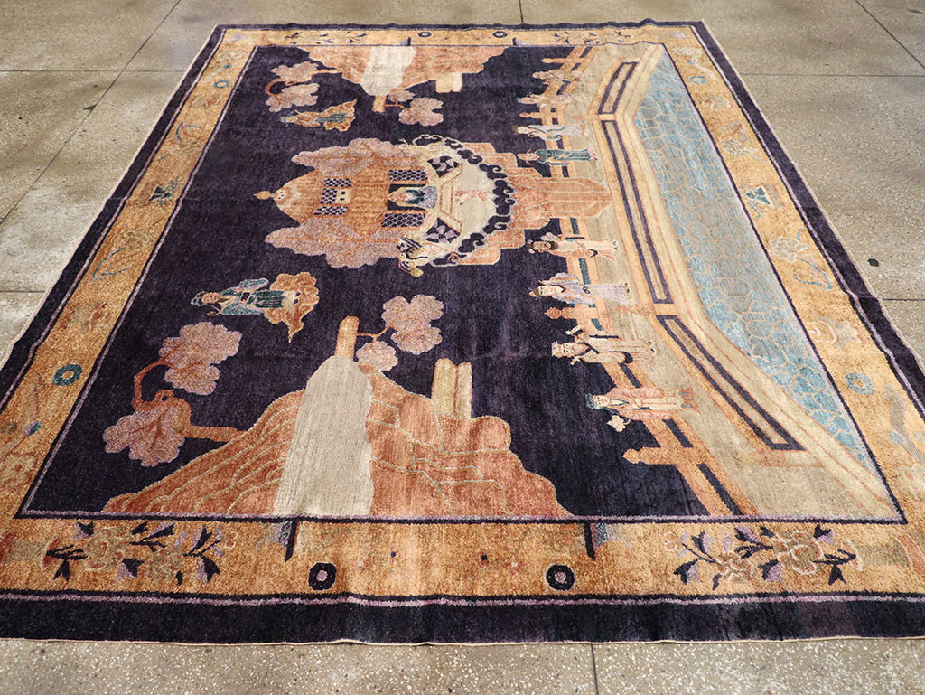 Antique Chinese Silk Pictorial Rug, No.33205 - Gss