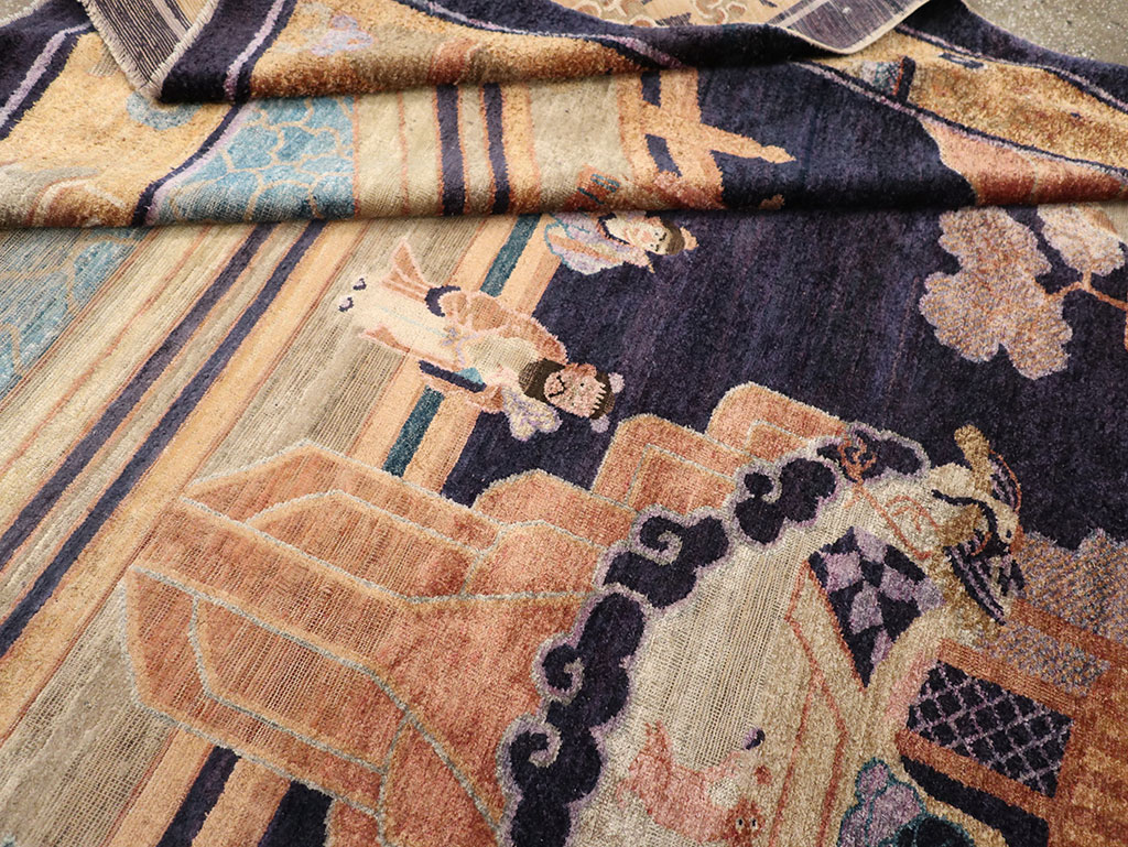 Antique Chinese Silk Pictorial Rug, No.33205 - Gss