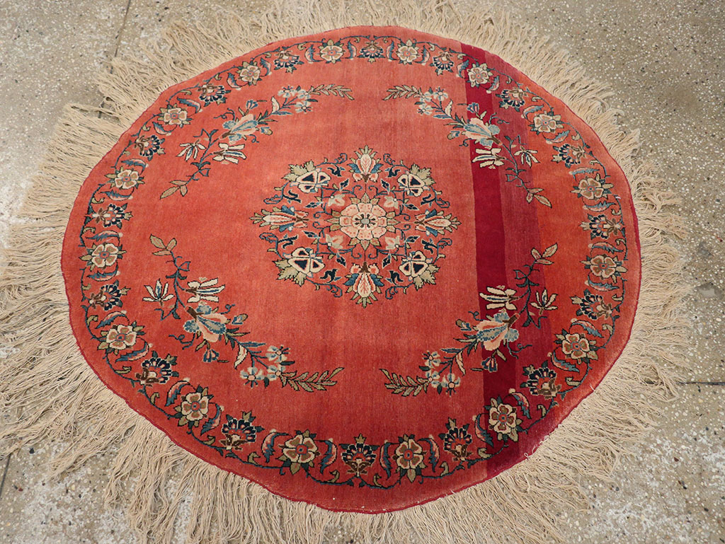 Antique Persian Kerman Round Rug, No.33206 - Gss