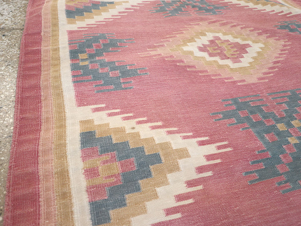 Vintage Indian Flatweave Dhurrie Accent Rug, No.33207 - Gss