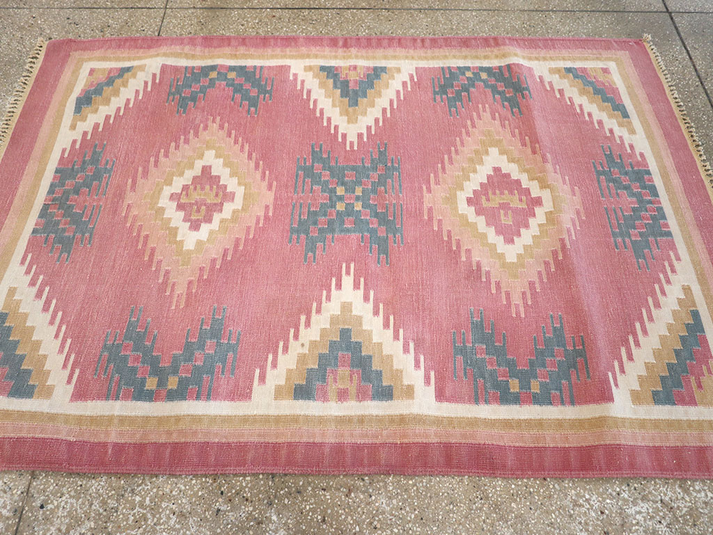 Vintage Indian Flatweave Dhurrie Accent Rug, No.33207 - Gss