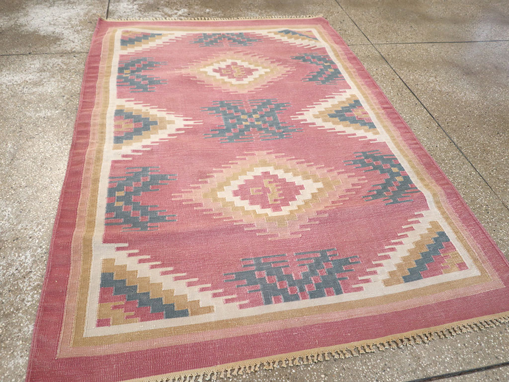Vintage Indian Flatweave Dhurrie Accent Rug, No.33207 - Gss