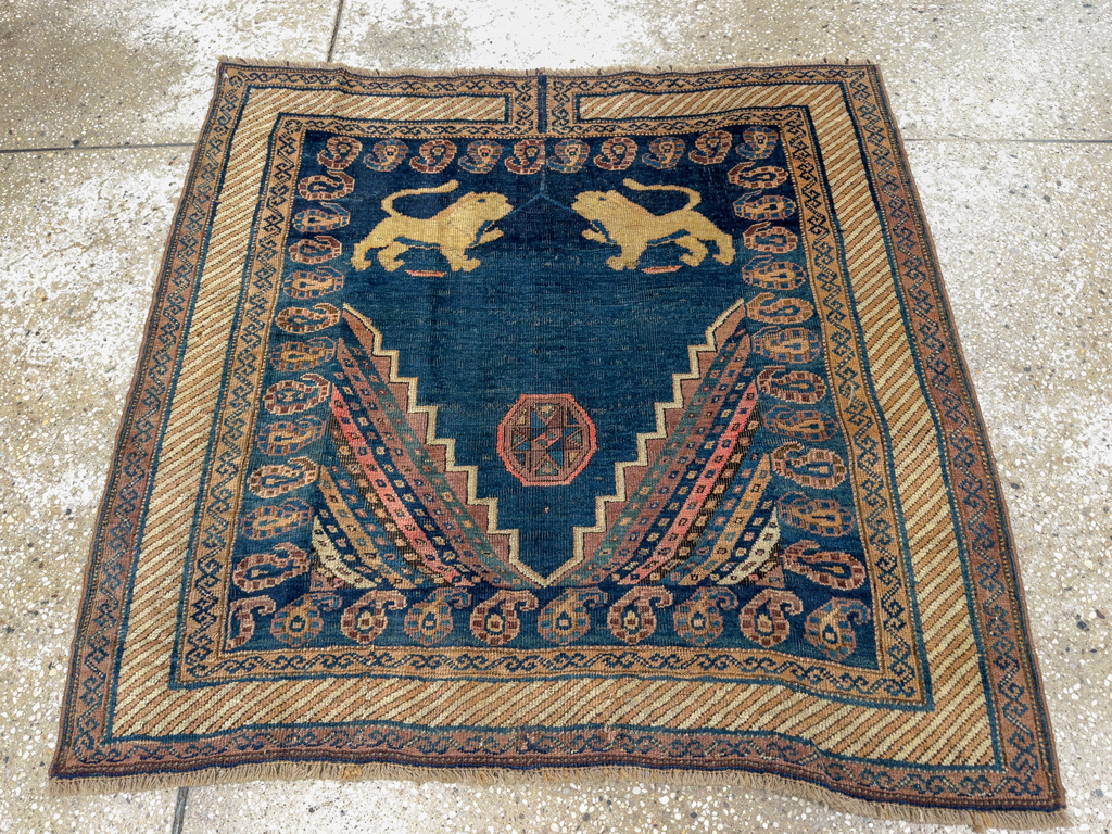 Antique Persian Pictorial Kurdish Saddle Cover, No.33210 - Gss
