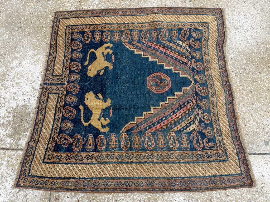 Antique Persian Pictorial Kurdish Saddle Cover, No.33210 - Gss