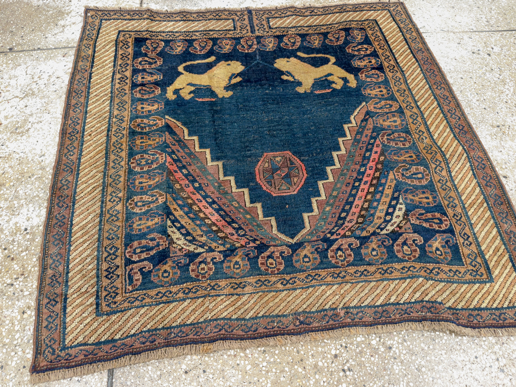 Antique Persian Pictorial Kurdish Saddle Cover, No.33210 - Gss